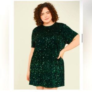 Arula Emerald Green Sequin Velvet Party Dress NWT 1X